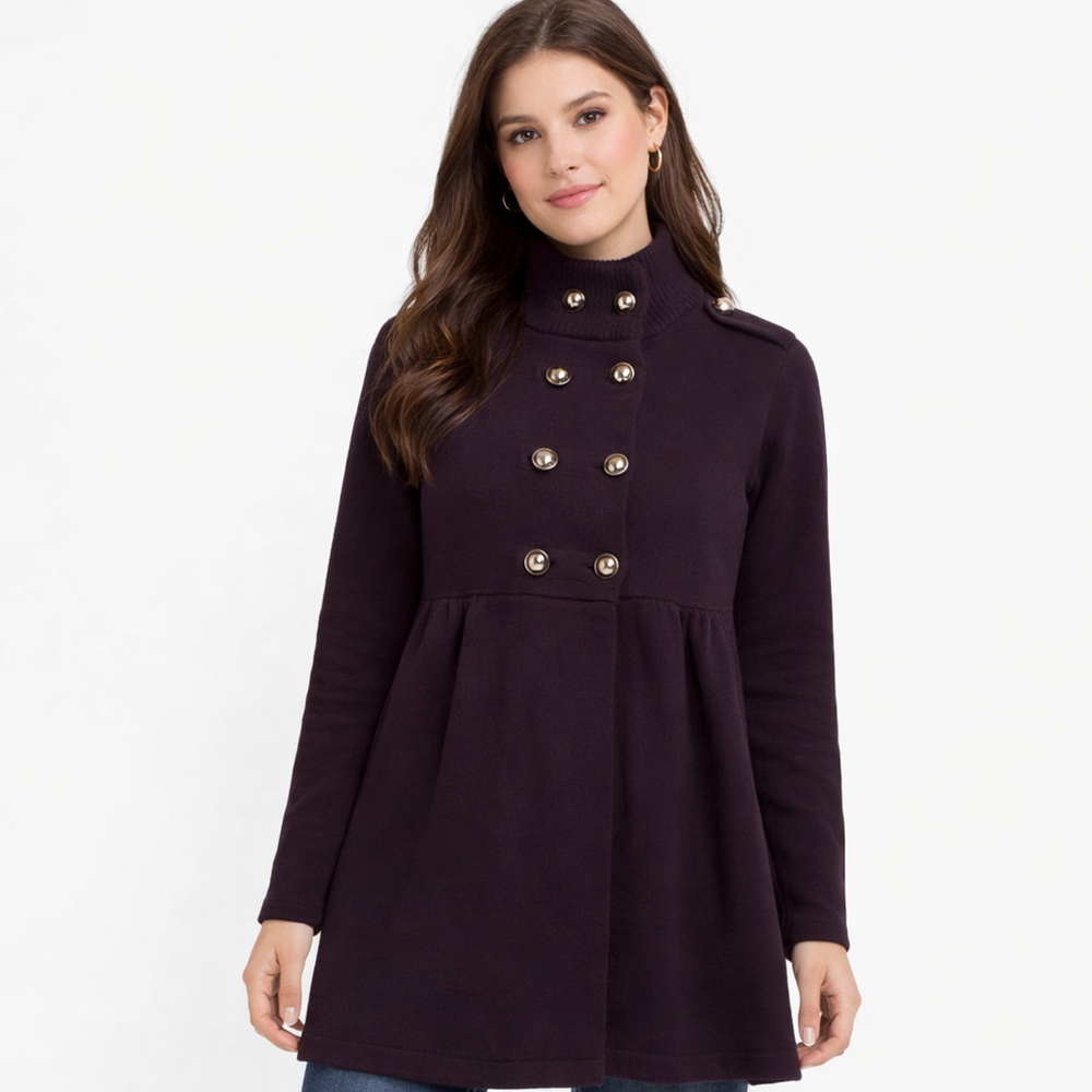 Women's Style & Co Black Mock Neck Military Style Button Sweater M